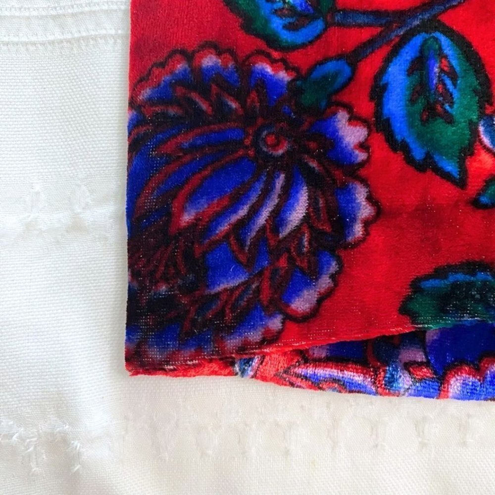 SANDRO PARIS RED BLUE GREEN FLORAL VELVET LONG TEE PULLOVER TOP - S (SIZE 1) - Picture 11 of 12